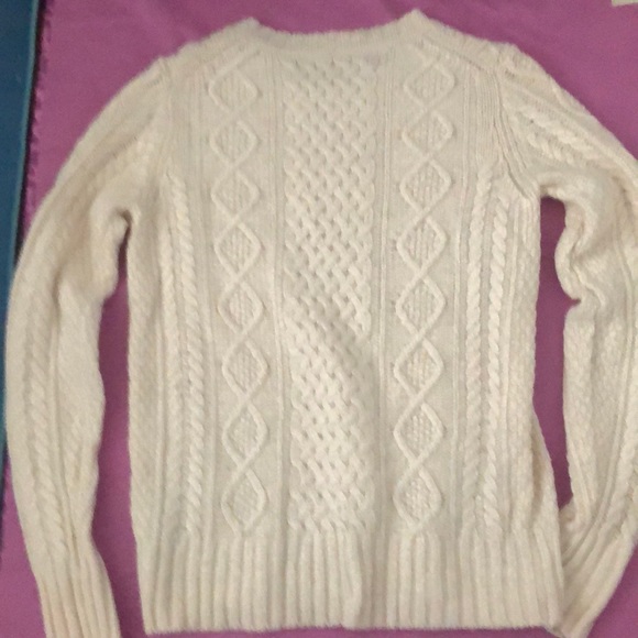 3for$30| Muji 100% wool cable knit ivory sweater M - Picture 2 of 2